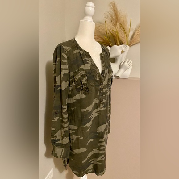Express‎ Women’s Small Green Camo Mini Dress Summer Spring Fall - Picture 4 of 6